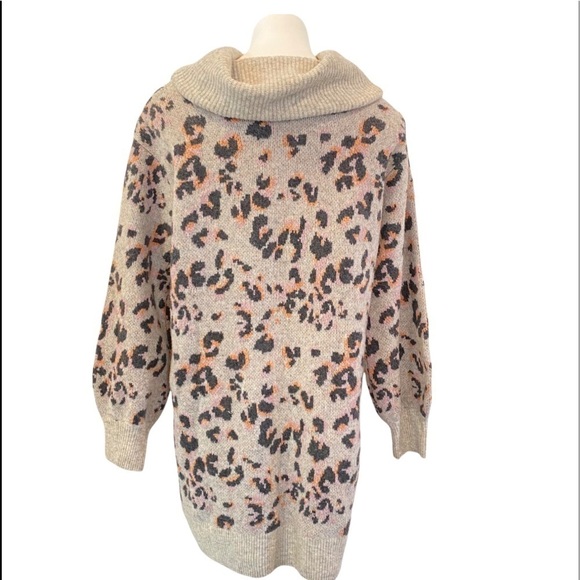 ANTHROPOLOGIE Emmy Cowl Neck Wool Blend Leopard Print Tunic Size XL - Picture 6 of 10